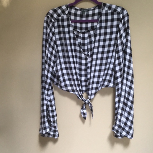 Wild Fable Gingham Check Bell Sleeve Crop Top XXL - Picture 3 of 5